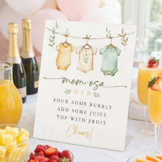Clothesline Bodysuit Mom-osa Bar Baby Shower Pedestal Sign