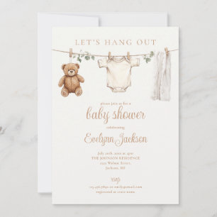 Clothesline Gender Neutral Baby Shower All In One Invitation