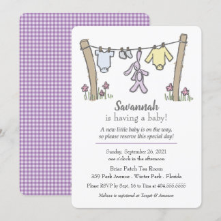 Clothesline Gender Neutral Baby Shower Invitation