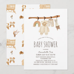 Clothesline Gender Neutral Virtual Baby Shower Invitation
