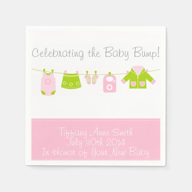 Clothesline Girl Baby Shower Party Napkins (Front)