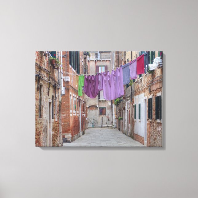 Clothesline In Venice Italy Canvas Print (Front)