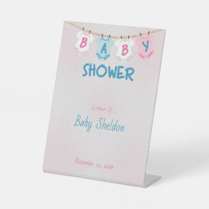 Clothesline Layette Baby Shower Custom Pedestal Sign