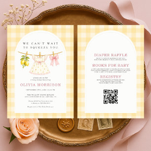 Clothesline Lemon Girl Baby Shower Invitation