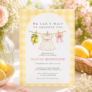 Clothesline Lemon Squeeze Girl Baby Shower Invitation