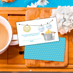 Clothesline Rubber Duck Diaper Raffle Baby Shower Enclosure Card