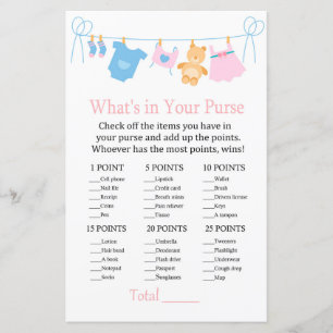 Clothesline What's in your purse game baby shower