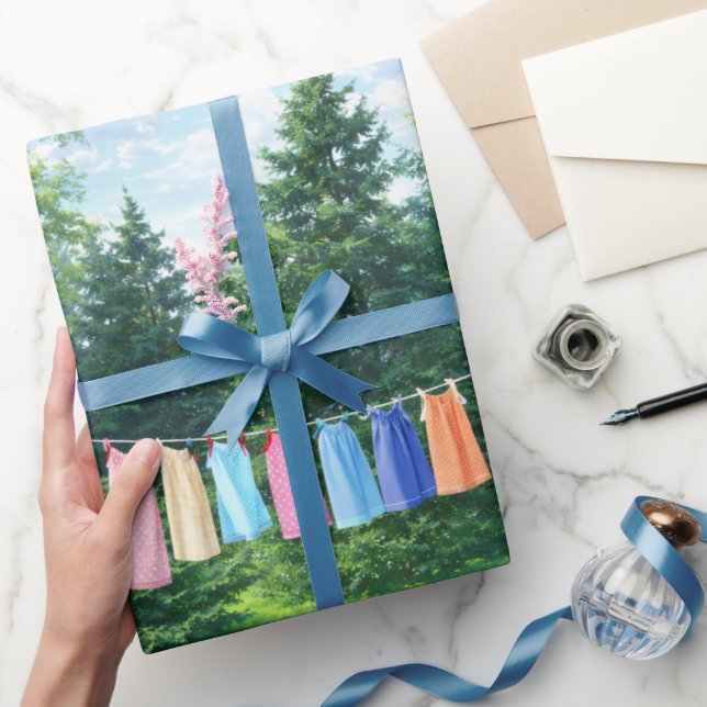 Clothesline Wrapping Paper | Nostalgic Laundry (Gifting)