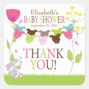 Clotheslines Baby Boy Girl Baby Shower Sticker