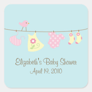 Clotheslines Baby Girl Baby Shower Sticker