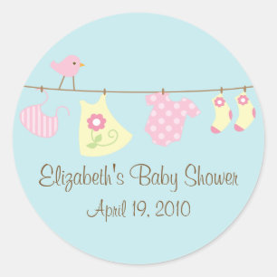 Clotheslines Baby Girl Baby Shower Sticker