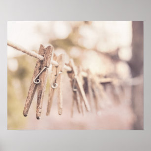 Clothespins on a Line Poster
