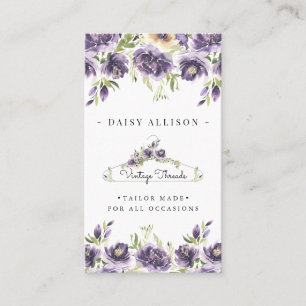 Clothing Boutique Floral Clothes Hanger Logo Business Card