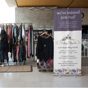 Clothing Boutique Grand Reopening Covid Safety Retractable Banner