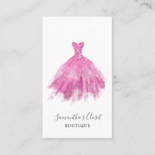 Clothing Boutique Rose Pink Glitter Business Card