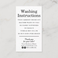 Clothing Care Instructions Modern Black and White