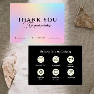 Clothing Care Pink Holographic Iridescent Business Card