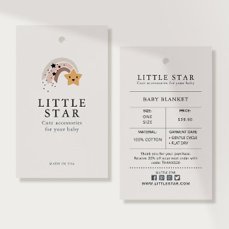 Clothing Hang Tag with Price, Size, Style & Social