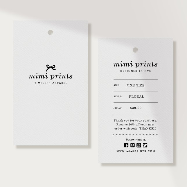 Clothing Hang Tag with Price, Size, Style & Social (Creator Uploaded)