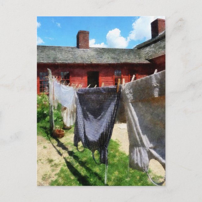 Clothing Hanging on Line Closeup Postcard (Front)