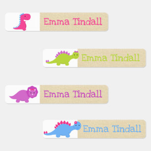 Clothing Labels for Kids - Girl Dinosaurs