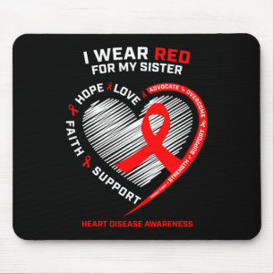 Clothing Men Women Sister Red Heart Disease Awaren Mouse Mat