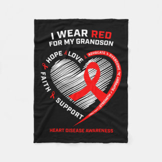 Clothing Products Red Grandson Heart Disease Aware Fleece Blanket