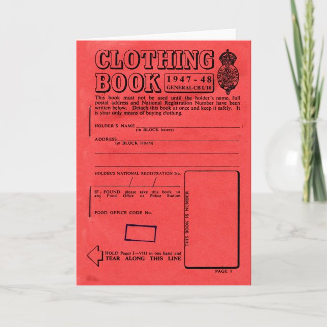 Clothing ration book card (Front)