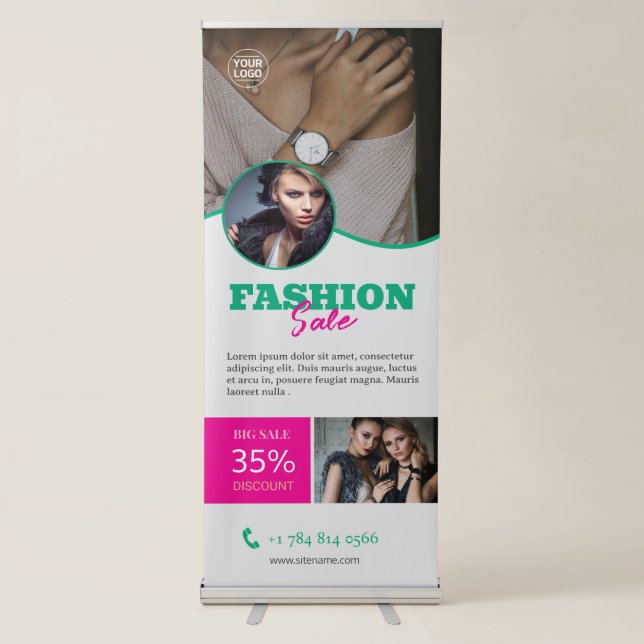 Clothing Store Custom Vertical Retractable Banner (Front)