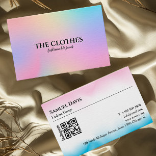 Clothing Store Holographic Gradient Feminine Business Card