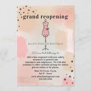 Clothing Store Reopening Abstract Pink Invitation