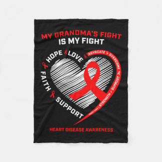 Clothing Support Grandma Red Heart Disease Awarene Fleece Blanket