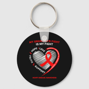 Clothing Support Grandma Red Heart Disease Awarene Key Ring
