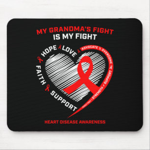 Clothing Support Grandma Red Heart Disease Awarene Mouse Mat