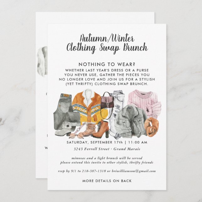 Clothing Swap Party Invitation (Front/Back)