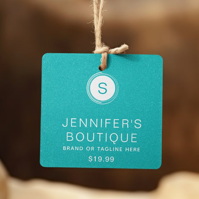 Clothing Tags Small Business Aqua Glitter (Creator Uploaded)