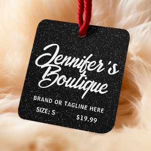 Clothing Tags Small Business Black White Glitter