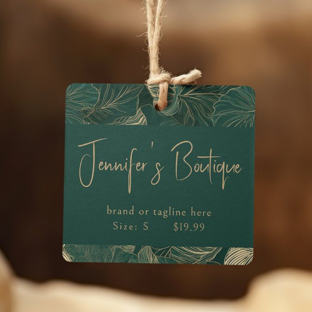 Clothing Tags Small Business Green Gold Floral (Creator Uploaded)