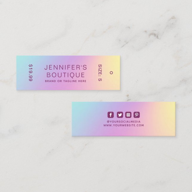 Clothing Tags Small Business Modern Rainbow (Front/Back)