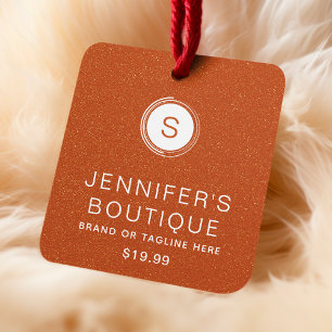 Clothing Tags Small Business Orange Glitter