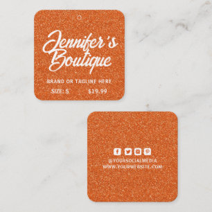 Clothing Tags Small Business Orange White Glitter