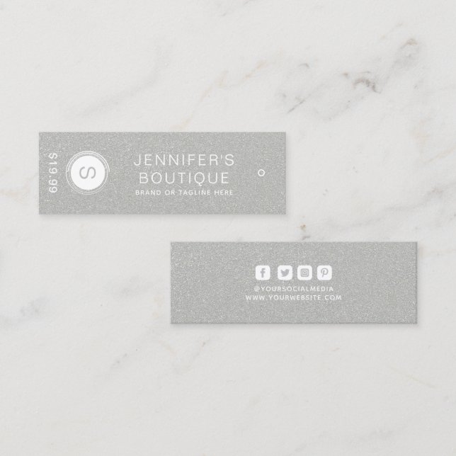 Clothing Tags Small Business Silver White (Front/Back)