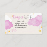 Cloud 9 Baby Shower Pink Diaper Raffle Card