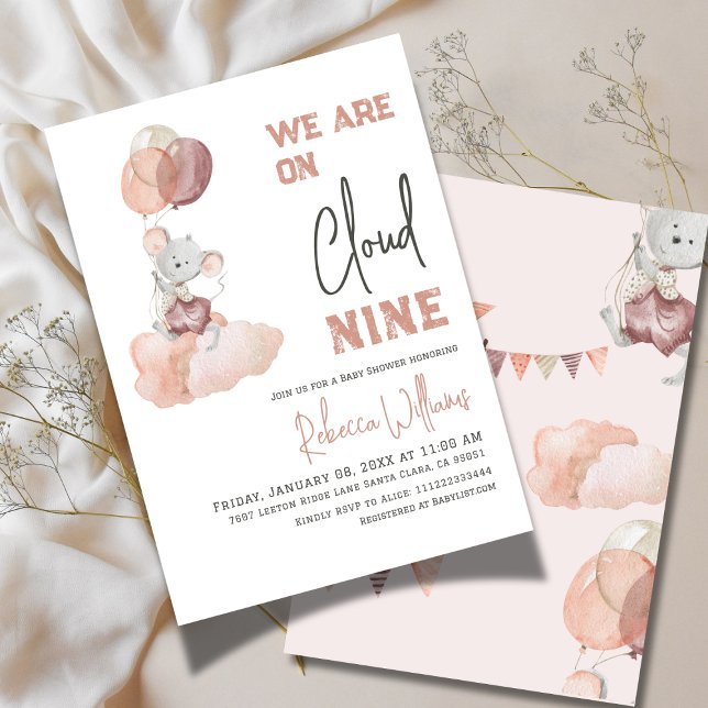 Cloud 9 Beige Balloon Gender Neutral Baby Shower Invitation (Creator Uploaded)