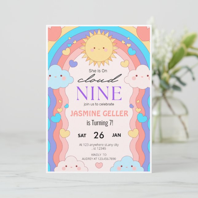 Cloud 9 Birthday invitation (Standing Front)