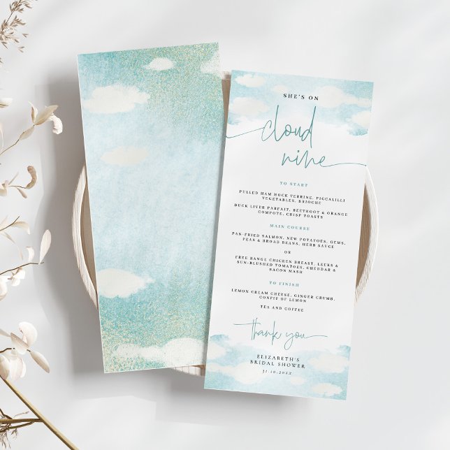 Cloud 9 Blue and White Dreamy Bridal Shower Menu (Creator Uploaded)