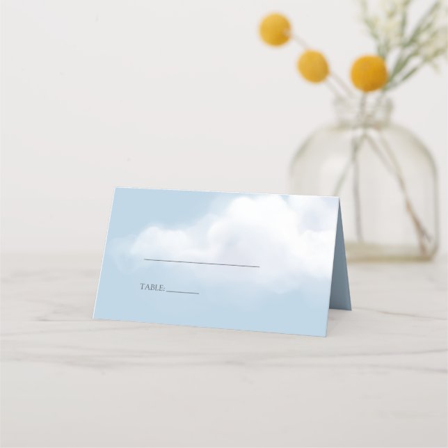 Cloud 9 Blue Baby Boy Shower Place Card (Front)