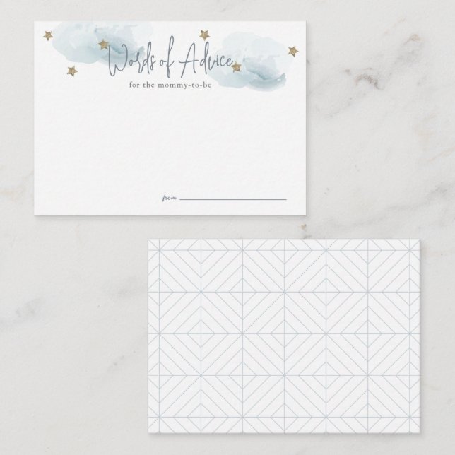 Cloud 9 Blue Baby Shower Advice Enclosure Card (Front/Back)