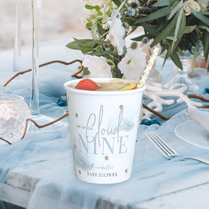 Cloud 9 Blue Clouds & Gold Stars Boy Baby Shower Paper Cups