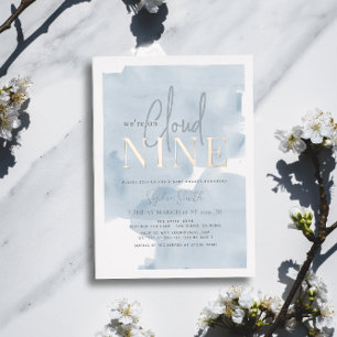 Cloud 9 Blue Sky Watercolor Boy Baby Shower